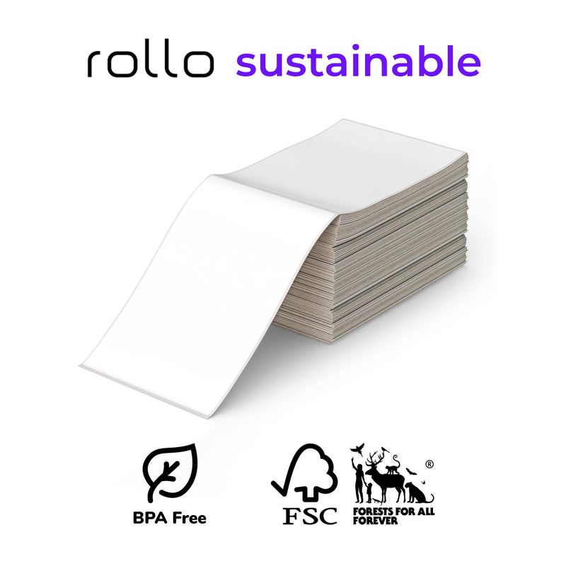 Rollo Direct Thermal Shipping Labels - Pack of 500 4x6 Thermal Labels Fanfold - Perforated and Strong Adhesive (Commercial Grade) - Image 3